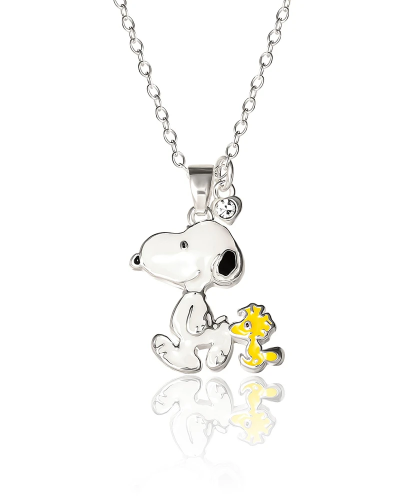 Peanuts Snoopy and Woodstock 3D Pendant Necklace, 16 + 2'' Chain