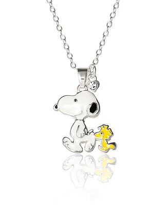 Peanuts Snoopy and Woodstock 3D Pendant Necklace, 16 + 2'' Chain