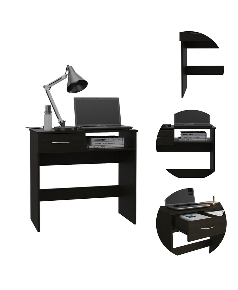 Simplie Fun Nottingham 2-Piece 7-Shelf 1-Drawer Home Office Set Black Wengue