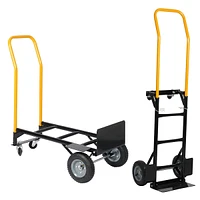 Streamdale Furniture Hand Truck Dual Purpose 2 Wheel Dolly Cart And 4 Wheel Push Cart With Swivel Wheels 330 Lbs