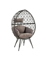 Simplie Fun Seven Patio Lounge Chair, Light Fabric & Wicker