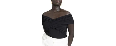 Eloquii Plus Fold Over Off The Shoulder Top