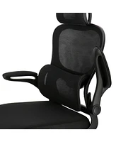 Elama High Back Adjustable Mesh and Fabric Office Chair with Metal Base Head Rest