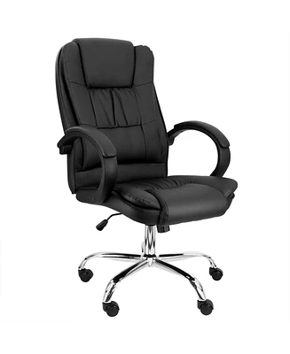 Elama High Back Adjustable Faux Leather Office Chair in Black