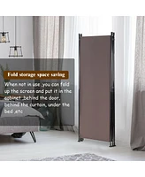 Slickblue 4-Panel Room Divider Folding Privacy Screen-Coffee