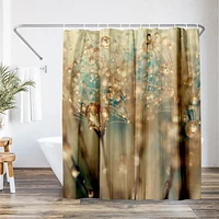 71x74 Botanical Shower Curtain - Droplets Of Gold by Ingrid Beddoes