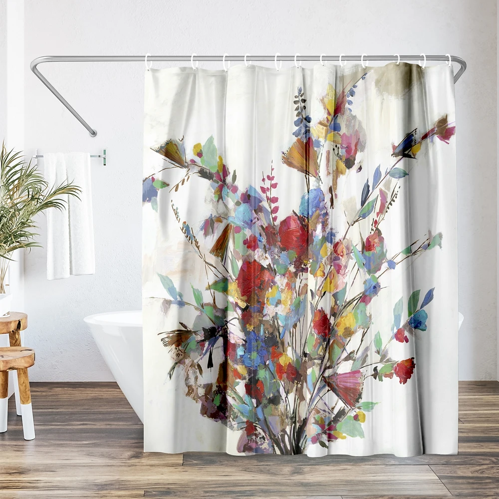 71x74 Floral Shower Curtain - Spring Bouquet by Pi Creative Art