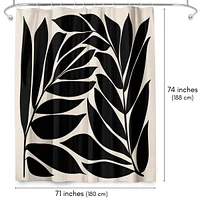 Americanflat 71x74 Floral Shower Curtain - Black Seagrass Shapes by Modern Tropical