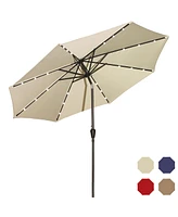 Mondawe 10 ft 3-Tier Outdoor Patio Market Umbrella with Double Air Vent and Push Button Tilt, Beige