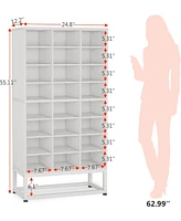 Tribesigns Shoe Storage Cabinet 55 inch, 8-Tier Freestanding Cube Closet Organizers, 24 Pair White Shoe Rack Storage with Movable Partition Boards for