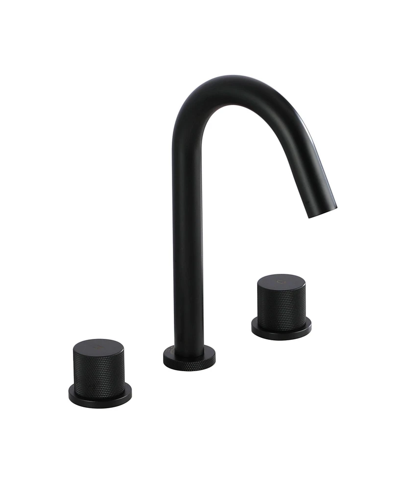 Mondawe Deck Mounted 8 Inch Widespread Double-Handle Bathroom Faucet in Brushed Nickel for Bathroom, Vanity, Laundry