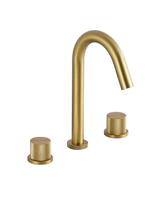 Mondawe Deck Mounted 8 Inch Widespread Double-Handle Bathroom Faucet Brushed Gold for Bathroom, Vanity, Laundry