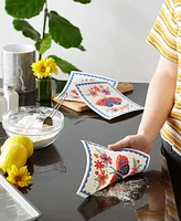 Design Imports Swedish Dishcloths for Kitchen Cleaning, Machine Washable Dishwasher Safe, 7.75 x 6.75", Butterfly Folk, 3 Piece