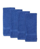 Design Imports Basic Terry Collection Waffle Dishtowel Set, 15x26", Solid Blueberry, 4 Piece