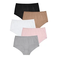 Comfort Choice Women's Stretch Cotton Brief 5-Pack