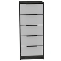 Kaia 5 Drawer Dresser, Vertical Dresser - Smokey Oak White