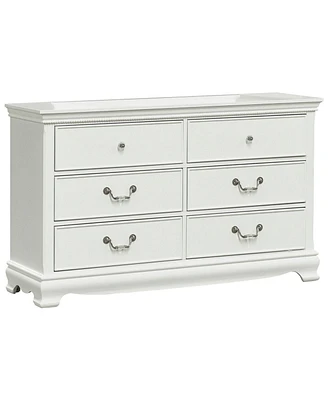 Simplie Fun 6-Drawer White Finish Traditional Dresser with Antique Handles