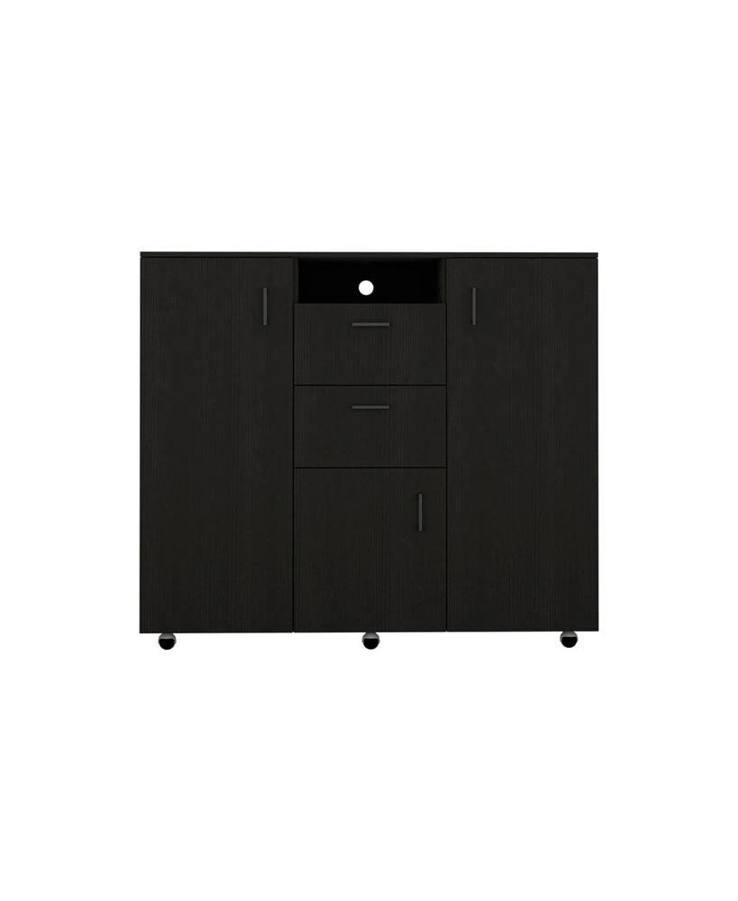 Simplie Fun Orville 1-Shelf 2-Drawer Rectangle Dresser Black Wengue