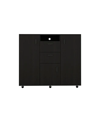 Simplie Fun Orville 1-Shelf 2-Drawer Rectangle Dresser Black Wengue