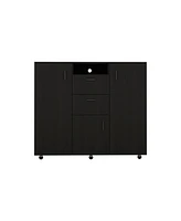 Simplie Fun Orville 1-Shelf 2-Drawer Rectangle Dresser Black Wengue