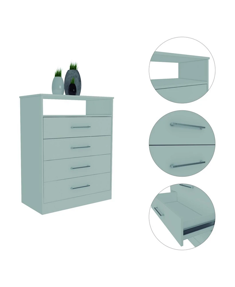 Simplie Fun Cassville 4-Drawer 1-Shelf Dresser White