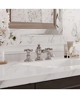 Mondawe Artifacts Widespread Bathroom Faucet with Bell Spout and Cross Handles, Bathroom Faucets for Sink 3 Hole