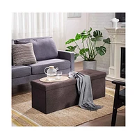 Slickblue Ottoman Bench Folding Storage Chest Foot Rest Stool With Wooden Divide