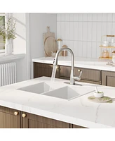 Mondawe Pull-Down Kitchen Faucet Retractable Brass Hot and Cold Adjustable Swivel Sink