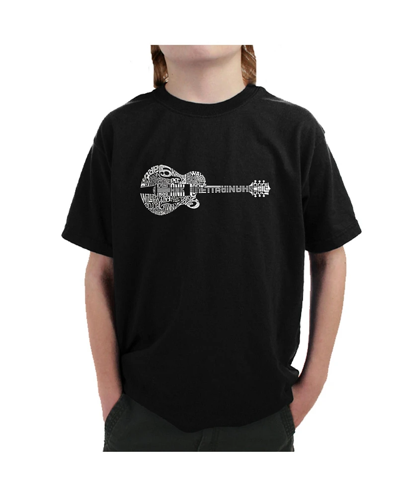 La Pop Art Boys Word Art T-shirt - Country Guitar