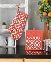 Design Imports Lattice Basics Collection Kitchen Essentials, Oven Mitt Potholder Set, Spice, 2, Piece