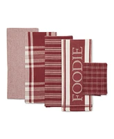 Design Imports Everyday Collection Foodie Kitchen Set, Dishtowel Dishcloth, Barn Red, 5 Piece