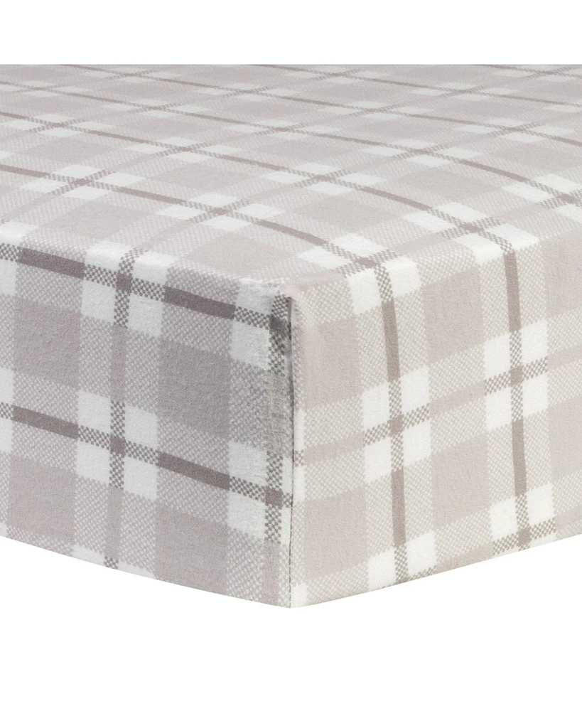 Trend Lab Gray Plaid Deluxe Flannel Fitted Crib Sheet by