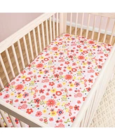 Sammy & Lou Floral Sprinkles 2-Pack Microfiber Fitted Crib Sheet Set by