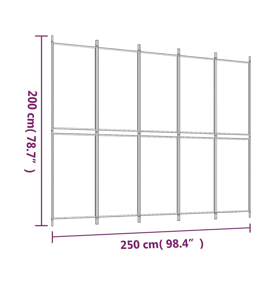 vidaXL 5-Panel Room Divider Anthracite 98.4"x78.7" Fabric