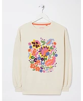 FatFace Plus Alex Art Floral Crew Sweatshirt