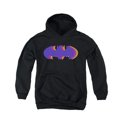 Batman Boys Youth Tri Colored Symbol Pull Over Hoodie / Hooded Sweatshirt