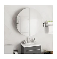 vidaXL Bathroom Cabinet with Round Mirror&Led 21.3"x21.3"x6.9