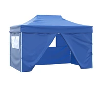 vidaXL Professional Folding Party Tent with 4 Sidewalls 9.8'x13.1' Steel Blue