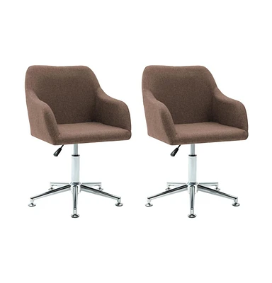 vidaXL Swivel Dining Chairs 2 pcs Brown Fabric