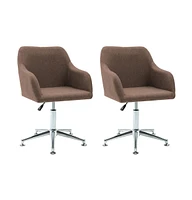 vidaXL Swivel Dining Chairs 2 pcs Brown Fabric