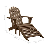 vidaXL Patio Adirondack Chair with Ottoman&Table Solid Fir Wood Brown