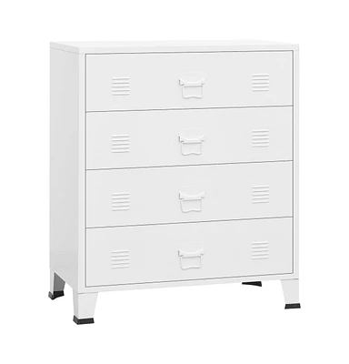 vidaXL Industrial Drawer Cabinet White 30.7"x15.7"x36.6" Metal