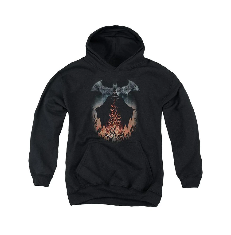 Batman Boys Youth Smoke & Fire Pull Over Hoodie / Hooded Sweatshirt