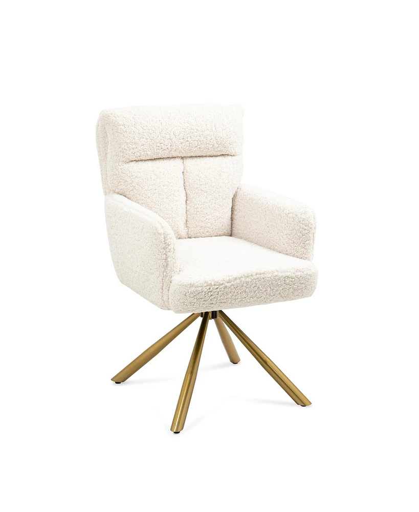 Simplie Fun Off White Cashmere Contemporary High Back Upholstered Swivel Accent Chair