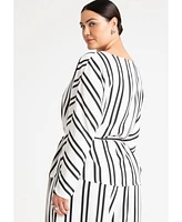 Eloquii Plus Size Waist Tie Striped Top