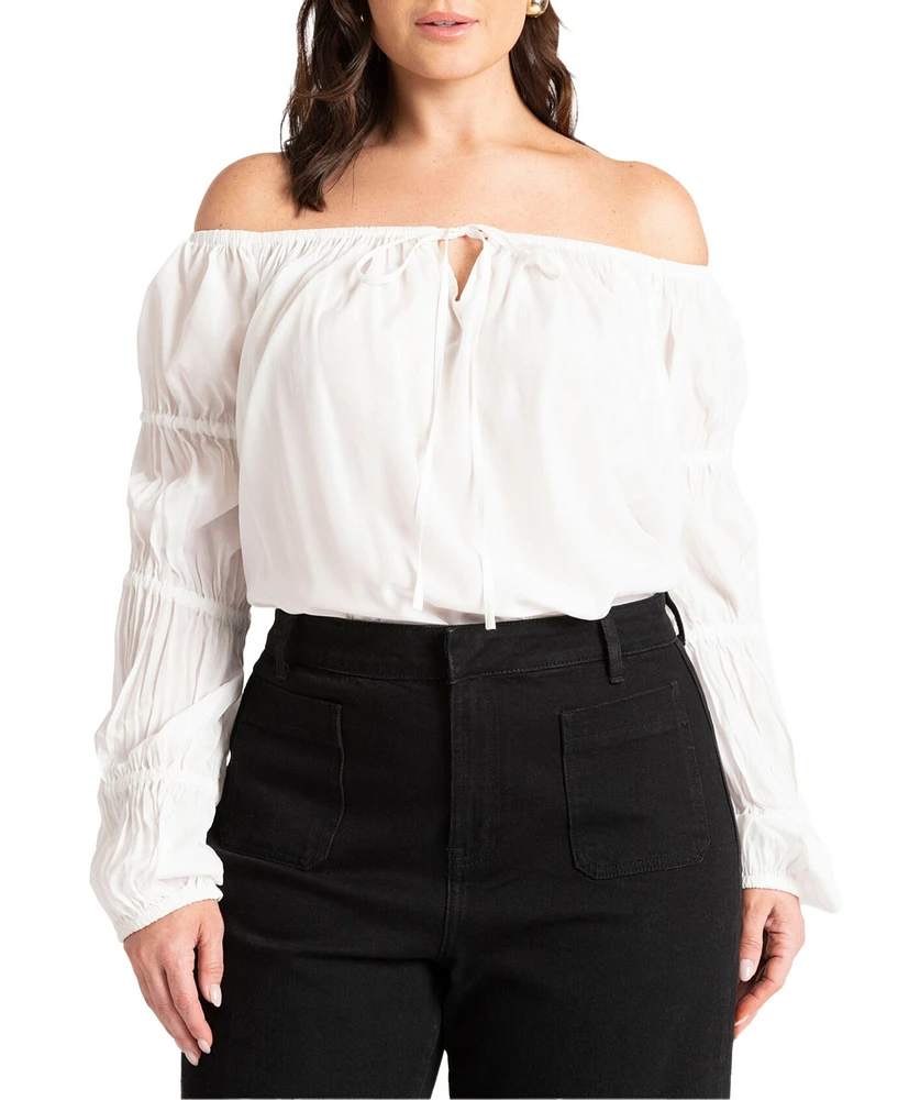 Eloquii Plus Off The Shoulder Detail Blouse