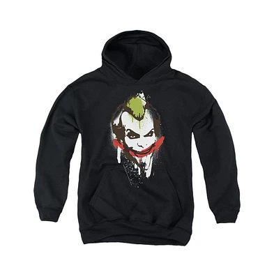 Batman Boys Youth Joker Face Pull Over Hoodie / Hooded Sweatshirt