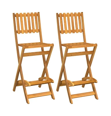 vidaXL Folding Patio Bar Stools 2 pcs Solid Wood Acacia