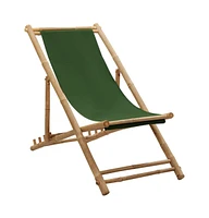 vidaXL Deck Chair Bamboo and Canvas