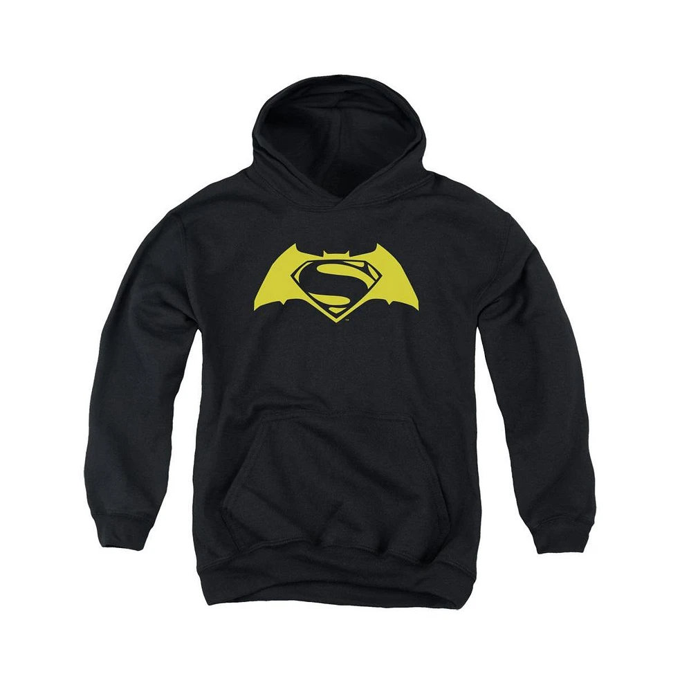 Batman V Superman Boys Youth Simple Logo Pull Over Hoodie / Hooded Sweatshirt